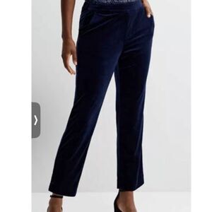 Velvet Ankle Pants XX Large Navy Trousers Tailored Formal Party Glam Evening
